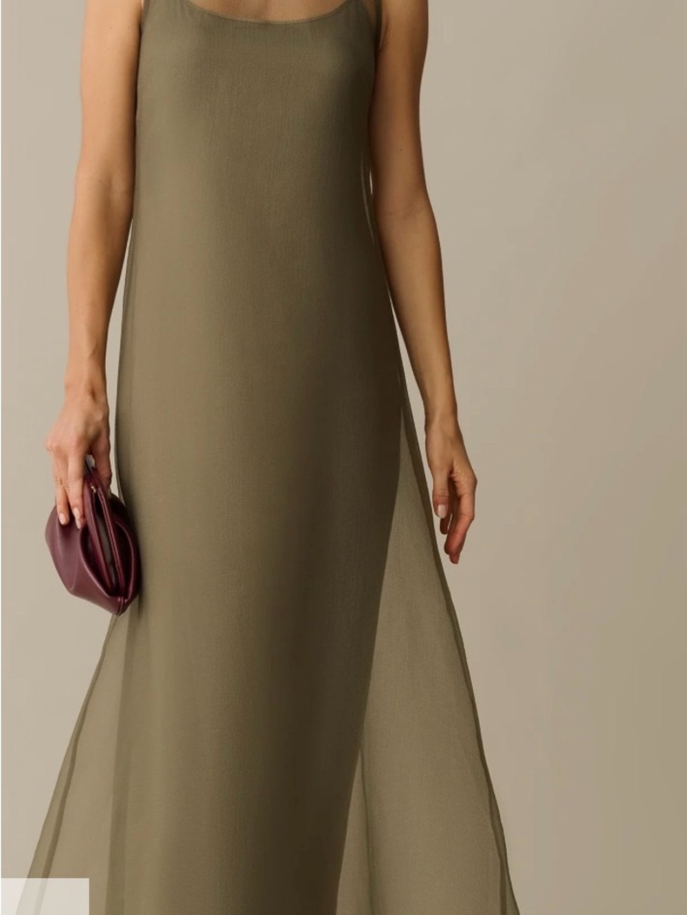 Minimal Olive Green Maxi Slip Dress